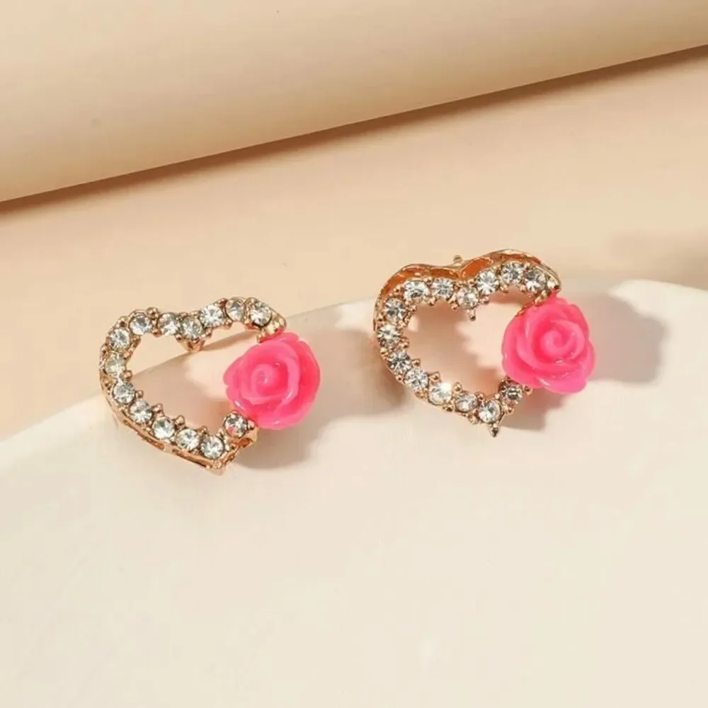 Rhinestone Heart Earrings